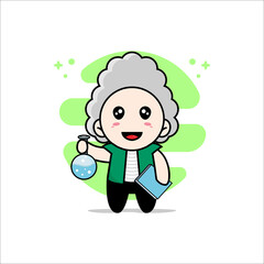 Cute men character wearing scientist costume.