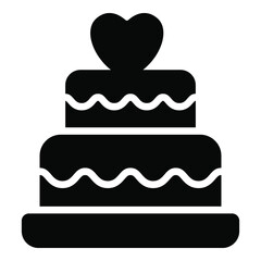 love cake, food black simple icon decorative element for valentine's day.