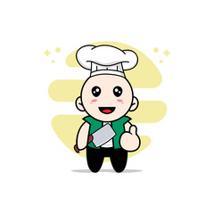 Cute men character wearing chef costume.