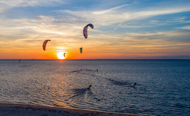 kite surfing on the beach