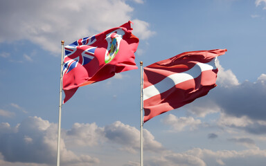 Flags of Latvia and Bermuda.