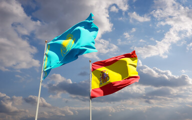 Flags of Kazakhstan and Spain.