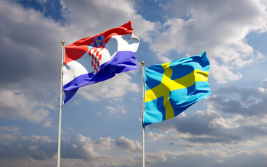 Flags of Sweden and Croatia.