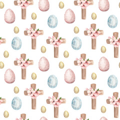 Watercolor Easter seamless pattern