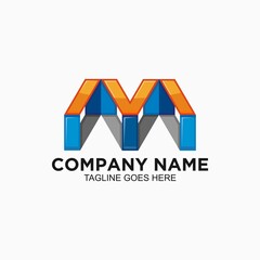 M initial logo 3D concept for business company