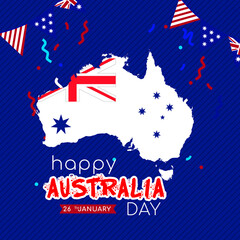 Obraz na płótnie Canvas Happy Australia Day. Blue Background.