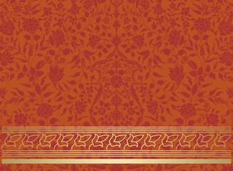 wedding card design, paisley floral pattern , India	
