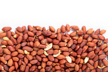 Peanut on white background. Beer snacks. Healthy food concept.