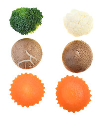 ( Top view ) Fresh mixed vegetables for Health on white background.