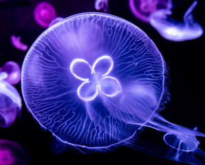 jellyfish in blue water
