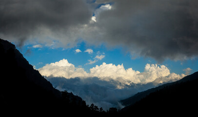 Fototapeta na wymiar Sky with clouds in Himalaya mountains, Nepal
