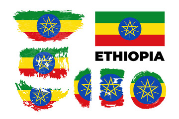 Ethiopia. National flag. Icon. Symbol. Vector illustration on white background.