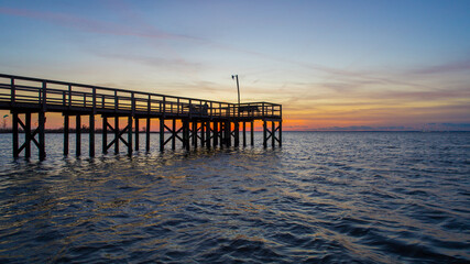 Mobile Bay pier at sunset