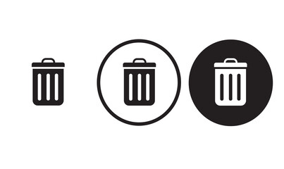 Recycle Bin icon black outline for web site design 
and mobile dark mode apps 
Vector illustration on a white background