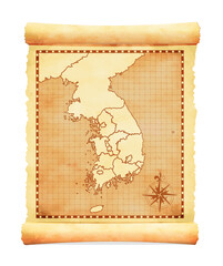 Old vintage South korea map vector illustration