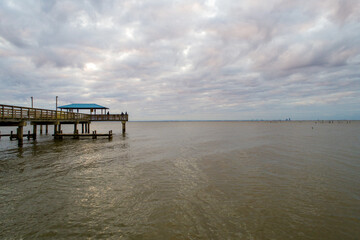 Mobile Bay pier at sunset