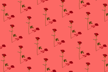 Romantic pattern with whole rerd roses