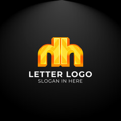 Luxury vector logotype. Double Letter h Logo. Logo for your Company, Business Card, Merchandise. Alphabet Logo, Symbol, Letter h Icon