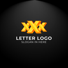 XXX Letter Logo golden style. Initial Logo for Business, merchandise, T-Shirt Design.