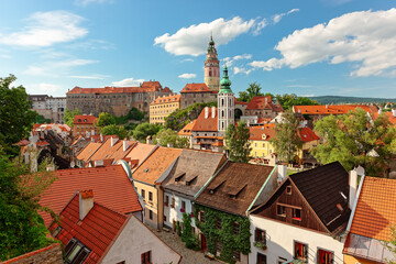Fototapeta na wymiar Red roofs of the medieval town of Cesky Krumlov