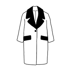 Black and white elements of clothing. Vector objects. Coat illustration. Hand-drawn. 