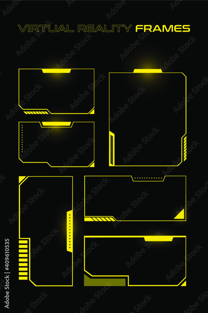 Fototapete futuristic golden cyberpunk elements set. futuristic user elements. vector hud yellow set