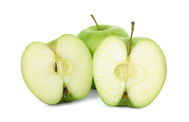 Fresh ripe green apples isolated on white