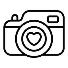 love photography, camera simple line icon collection for valentine day.