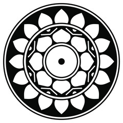 Black and white circle with patterns
