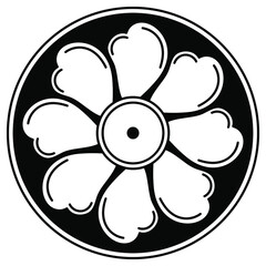 Black and white circle with patterns
