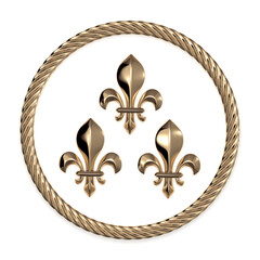 Three fleur de lis in rope 3d rendering © woverwolf