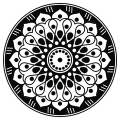 Black and white circle with patterns
