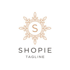 Feminine beauty salon and spa line art monogram shape logo. logo design, icon and letter s logo template.