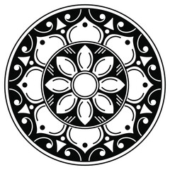 Black and white circle with patterns

