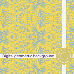 Seamless texture of different floral elements, triangles and other geometric shapes. For the design, printing, wallpaper. Vector illustration.