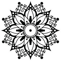 Black and white circle with patterns
