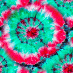 Tie Dye Background. Ethnic Abstract. Swirls Psychedelic Pattern. Multicolor Tonal Ornament. Creative Texture. Multicolor Tie Dye Tile. Watercolor Background. Bleached Textile. © Diness