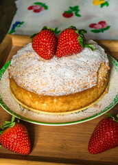 Cakes decorated with delicious strawberries