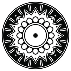 Black and white circle with patterns

