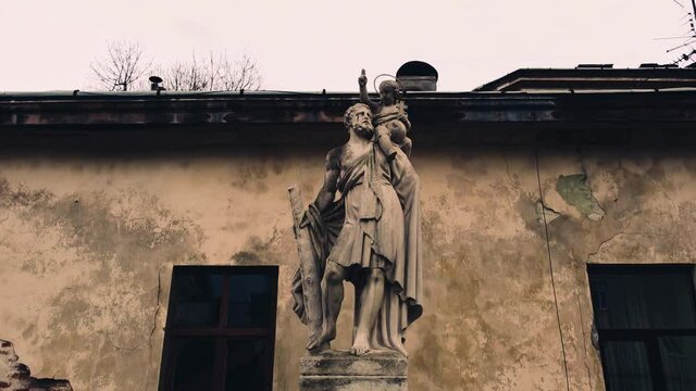 Column of St. Christopher early XVIII century, Lviv, Ukraine.