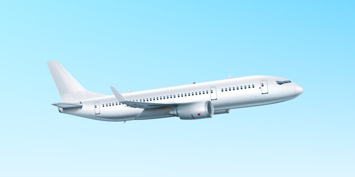 Blank Glossy White Airplane Or Airliner Side View