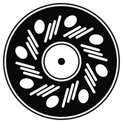 Black and white circle with patterns

