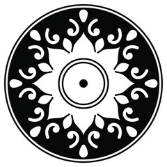 Black and white circle with patterns
