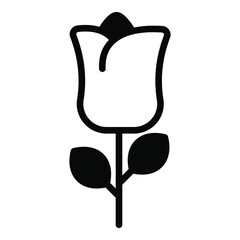 flower, rose, nature black vector simple icon collection for valentine day.