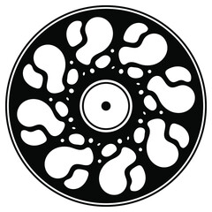 Black and white circle with patterns
