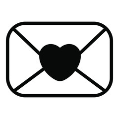 love latter, mail black vector simple icon collection for valentine day.