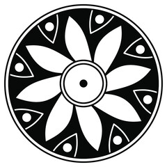 Black and white circle with patterns
