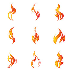Fire flames. Set. Illustration element for design.