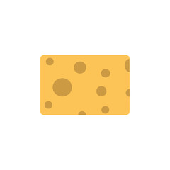 Vector illustration chesse piece design icon isolated whit sign. Simple yellow element square food shape. Health chesse hole parmesan slice good. Natural edam organic