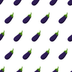Illustration with colorful eggplant seamless pattern. Vegan eating. Healthy food background.
